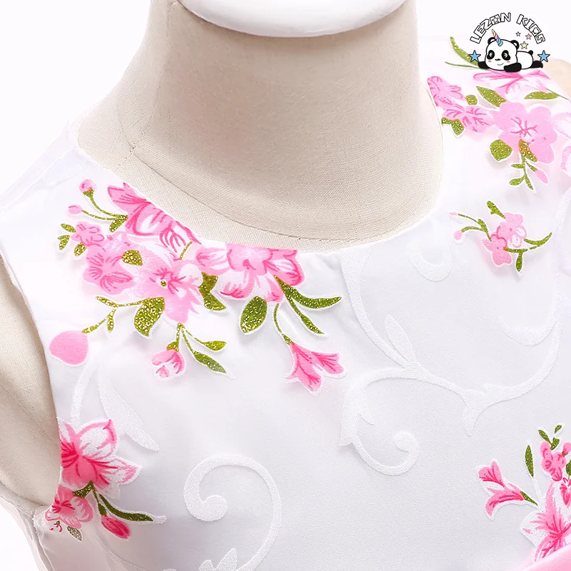 LEZONKIDS - Children Girl Clothing Kids Clothes Flower Girls Dress with Floral Print Wear Vendor Designers Summer Custom Wholesale Big Kids